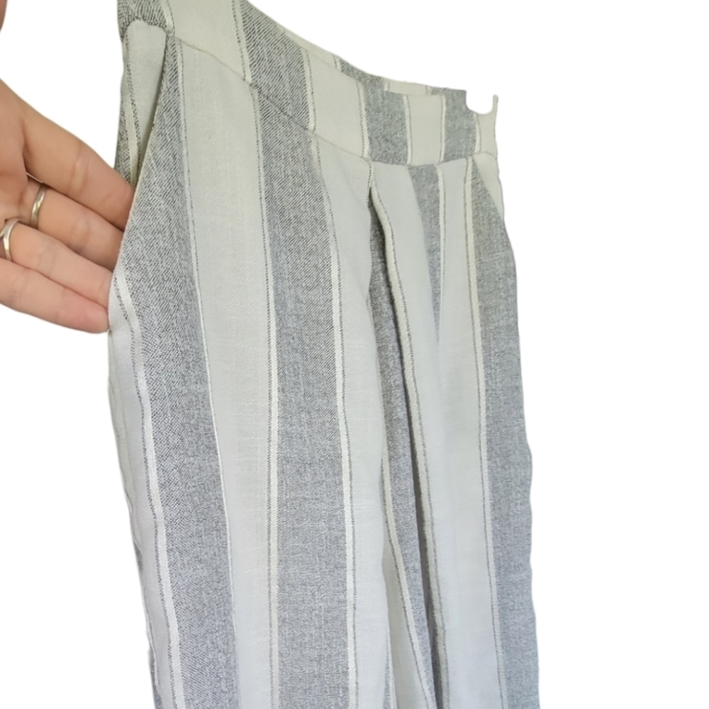 ILLA ILLA Cropped Wide Leg Pants Small‎ Coastal Chic Minimalist Striped - Picture 4 of 11